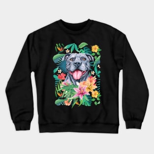 Tropical Gray Pit Bull Pitbull Crewneck Sweatshirt